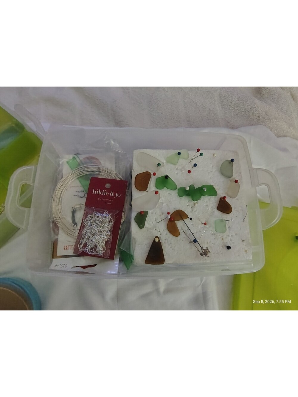 Jewelry Making Kit with Sea Glass, Wire, and Charms in Storage Box